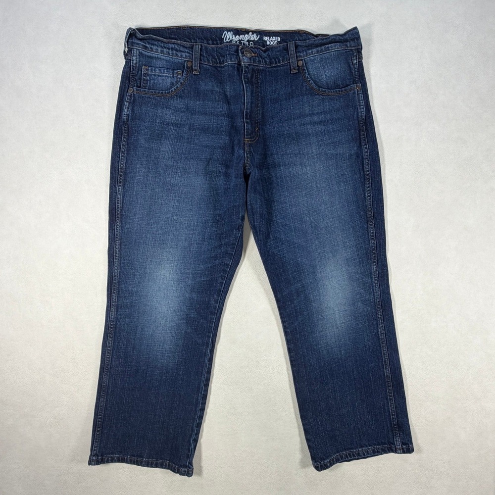 Wrangler Retro Relaxed Bootcut Jeans Mens 40x30 Dark Wash Blue WRT20JH